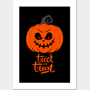 Halloween Scary Evil Pumpkin Funny Pumpkin Head Posters and Art